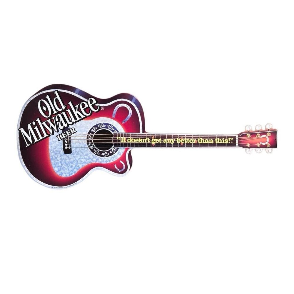 Old Milwaukee Beer 1992 31” Metal Guitar Sign